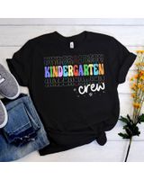 Kindergarten Crew, Groovy Preschool Kindergarten Teacher T-Shirt Unisex Standard T-Shirt black s